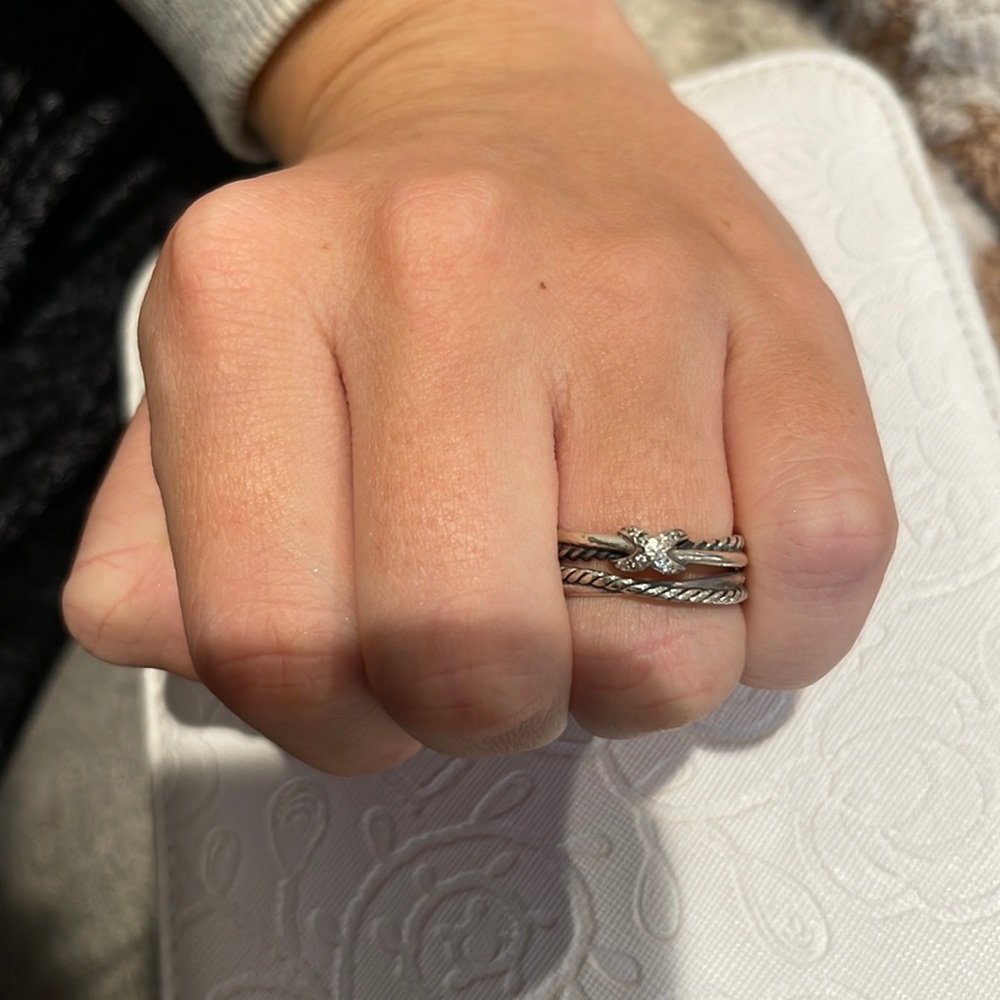 David Yurman X Crossover Ring with Diamonds